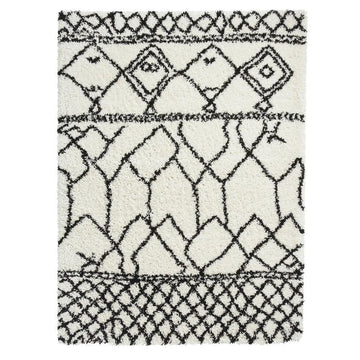 Scandi Berber G276 Modern Moroccan Berber Soft Plush Boho Shaggy White/Black Rug-Think Rugs-Rug Love - The Most Loved Rug Store
